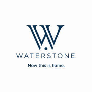 waterstone logo with tagline now this is home