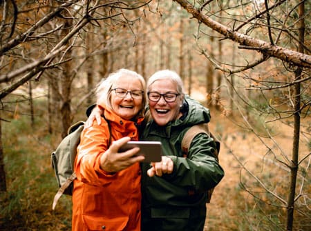 Senior couple enjoying the outdoors together