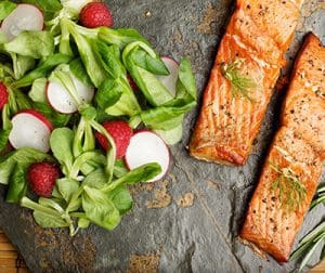 Wild Salmon fillet on a cedar plank