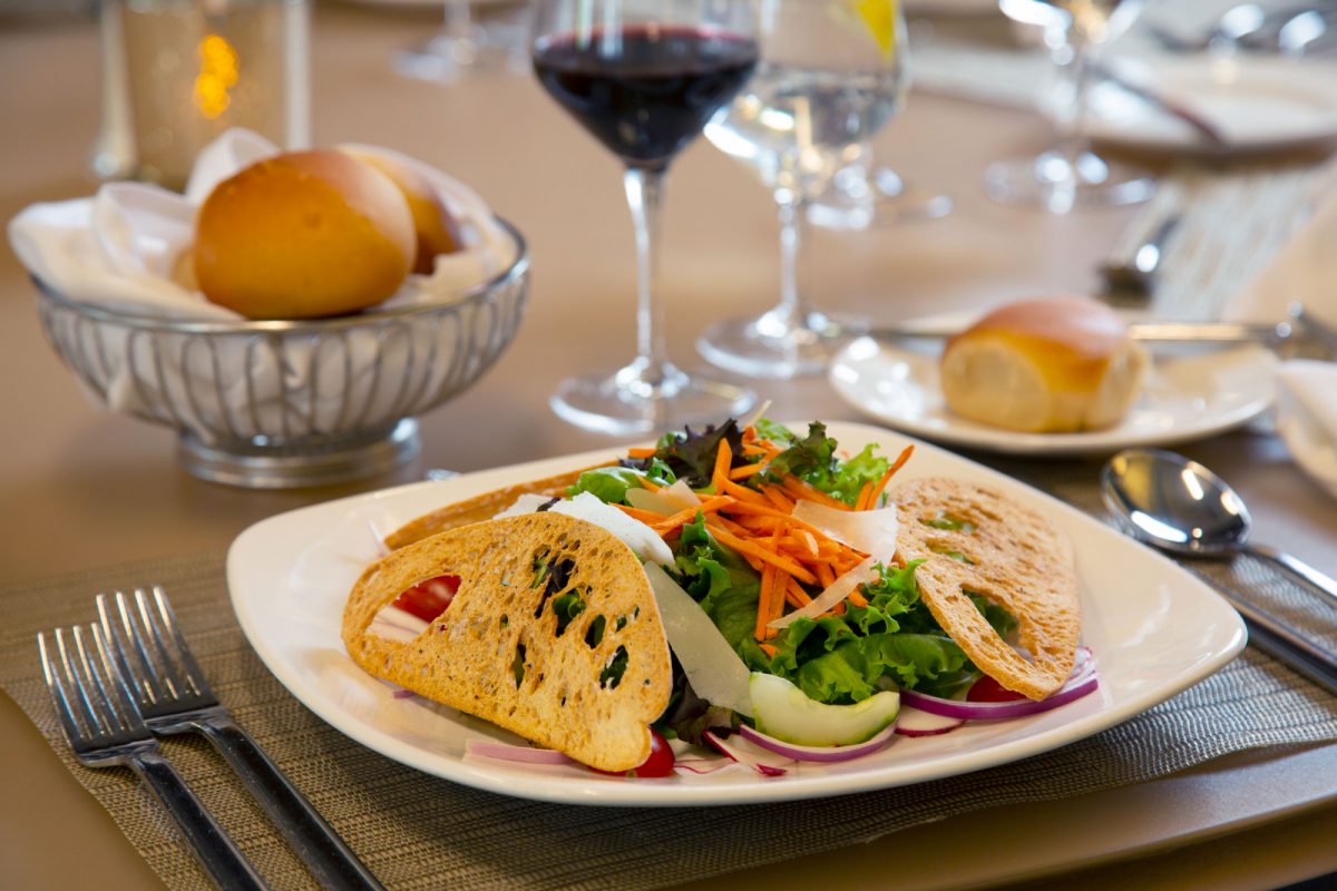 salad on a modern white plate