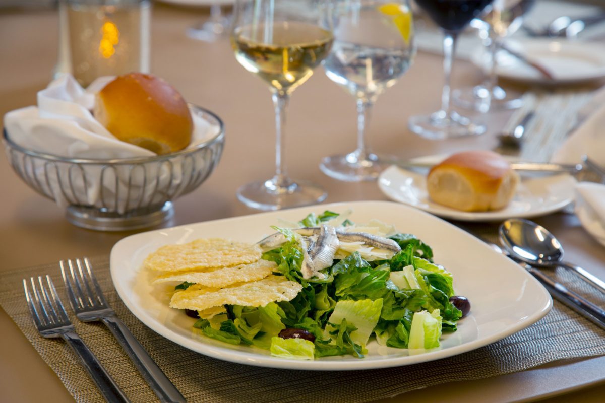 salad on a modern white plate