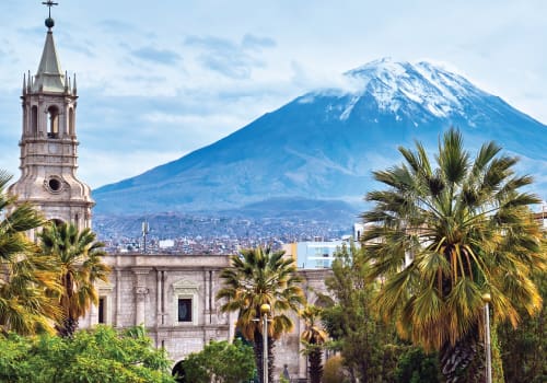 Arequipa, Peru with dormant volcano in the background