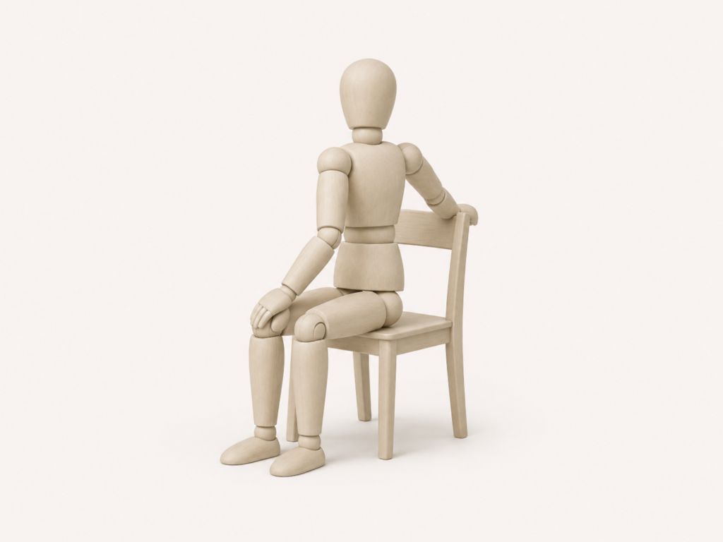 manakin performing seated twist pose